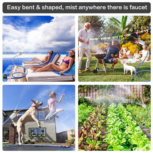 HAOWIN Misters for Outside Patio with Full Metal Misting Head and Shut-off Valve, 3 Nozzles Fine Mist Leakproof 6.6FT Aluminum Hose Mister, Misting System for Outdoor Greenhouse Chicken Coop Trampolin