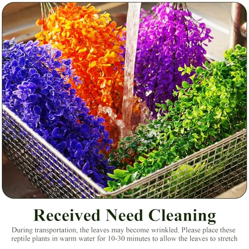 8 Pack Reptile Plants Terrarium Hanging Plant Vine Boston Climbing Terrarium Plant with Suction Cup for Bearded Dragons Lizard Crested Gecko Snake Crab Tank(Multicolor Series,4 Colors) - style: Multicolor Series