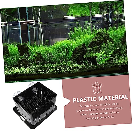 SUPVOX 1 Set Multi Function Tortoise Isolation Box Wear Resistant Incubation Container with Suction Cups for Aquarium Reptile Tanks Easy to Clean and Install Cover Included