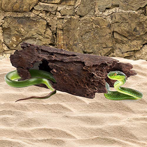 Reptile Hide, Fish Tank Accessories. Medium 10" Hollow Log for Aquarium, Lizard Hide Tank Decoration, Natural Looking Habitat or Betta Fish Tank Decoration for Hiding
