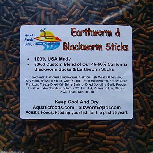California Blackworm & Earthworm Sinking Sticks, APX 1/8" x 7/16" Sticks. Great for Carnivores, Plecos, Catfish, Shrimp, Snails All Bottom Fish, Turtles, All Tropical Fish - 1/4-lb - size: 4 Ounce (Pack of 1)