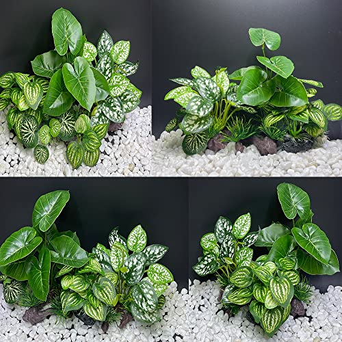 Fish Tank Decorations Aquarium Decoration Ornaments Accessories Betta Fish Hides Cave Rest Soft Leaf (Mix-Leaf-Set-C)