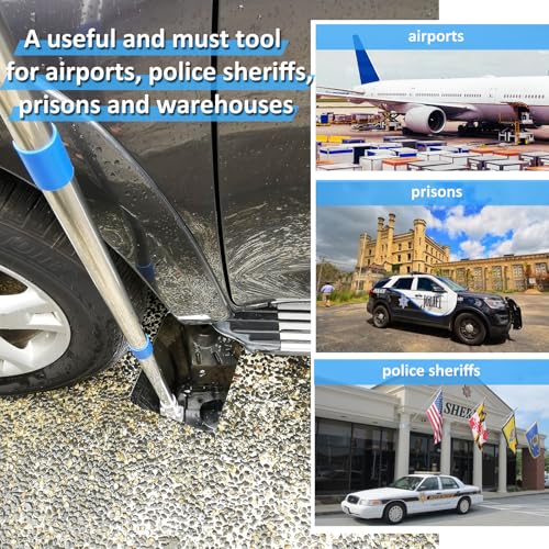 Under Vehicle Inspection Security Mirror – Large Under Car Search Mirror Couple to 3/4-in Extendable Threaded Poles for Check on Checkpoints, Airports, Hotels, Clubs, Police Sheriff and Milita Base