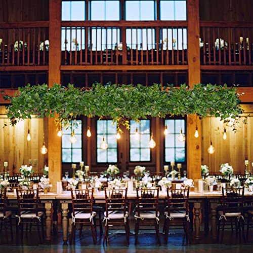 84 Feet 12 Strands Artificial Ivy Leaf Plants Vine Hanging Garland Fake Foliage Flowers Home Kitchen Garden Office Wedding Wall Decor, Green - size: 84 Feet