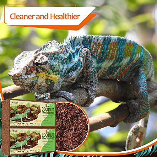 Riare 2 Pack Natural Coconut Fiber Substrate for Reptile- Premium Compressed Coconut Husk Terrarium Bedding for Reptile, Tortoise, Frogs, Snakes Hermit Crabs, Burrowing Animals - color: 2 Pack