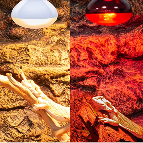 REPTI ZOO 100W Reptile Heat Lamp Bulbs Combo, Upgraded 2 Pack Day & Night Basking Spot Light, UVA Daylight Heating Lamp & Infrared Heat Lamp for Reptiles & Amphibians - style: Style 2