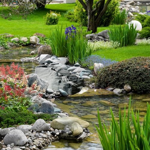 Algreen Rock Waterfall, Tranquility Pond Fountain, Gray | Heavy-Duty BPA-Free Polyethylene, 34x17x24 in, 0.75 in Fitting, Fish & Plant Safe, 9 lb