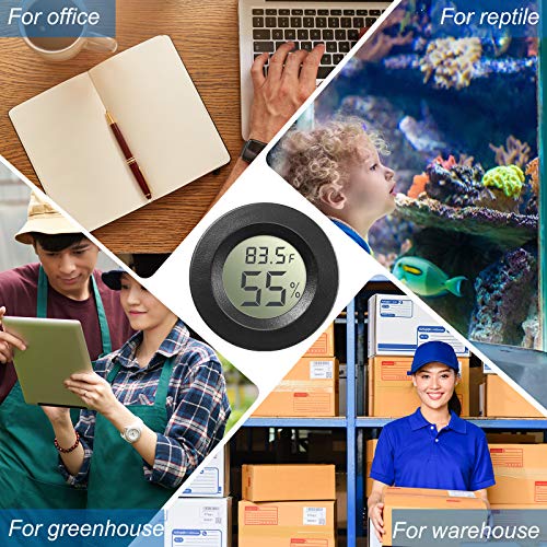 Weewooday 8 Pcs Mini Hygrometer Thermometer Digital LCD Monitor Indoor/Outdoor Room Humidity Meter Temperature Gauge for Greenhouse Garden Reptile Incubator Cellar ℉/℃ (Black) - size: Black