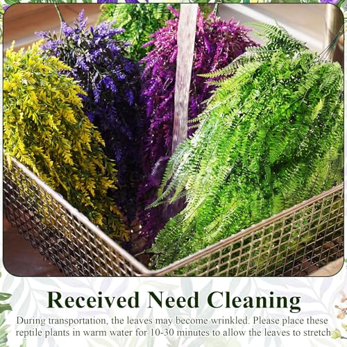 8 Pack Reptile Plants Terrarium Hanging Plant Vine Boston Climbing Terrarium Plant with Suction Cup for Bearded Dragons Lizard Crested Gecko Snake Crab Tank(Bright Series,5 Colors) - style: Bright Series