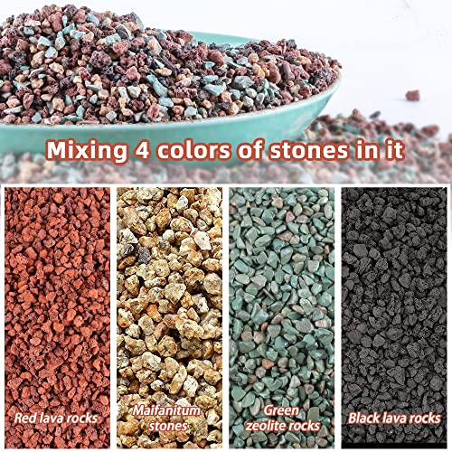 18lb Mix Horticultural Lava Rock Pebbles Pumice Potting Soil Amendment Succulent Cactus Bonsai Gritty Rock Decorative Gravel Plant Drainage Volcanic Rock for Aquarium Fairy Gardening Top Dressing - color: Mix Pebbles, size: 18LB