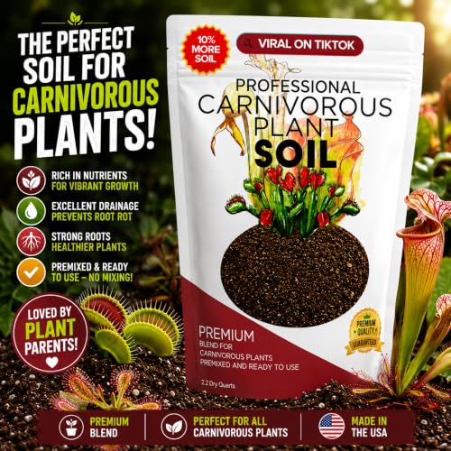 Leaves & Soul Carnivorous Plant Potting Soil Mix 2.2 Qt for Indoor Plants | Carnivorous Plant Soil for Venus Flytrap, Sundew, Pitcher Plant, & Butterwort; Peat Moss, Coco Coir, Perlite & Dolomite Blend - color: Carnivorous Plant Soil Blend, size: 2.2 Quar