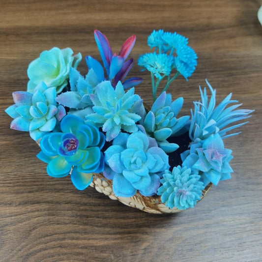 12 Pieces Blue Fake Succulent Plant,Mini Artificial Succulents,Artificial Air Plants that Look Real,Plastic Plant for Garden & Outdoor Home Décor (Blue) - color: Blue