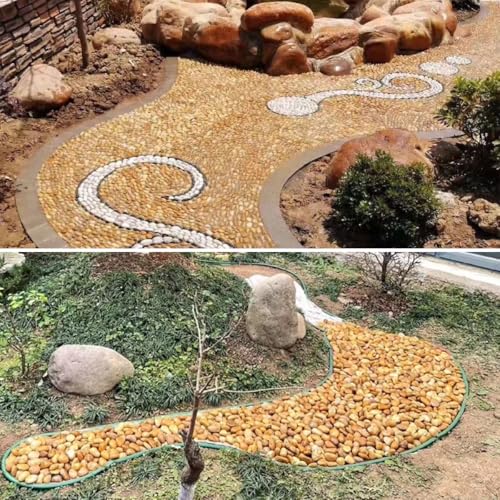40lbs Yellow River Rocks for Landscaping, 2-3 Inch Natural Pebbles for Indoor Plants, High Polished Decorative Stones Garden Outdoor and Indoor DIY Vase Filler Fish Tank Aquariums - color: Yellow, size: 40 Pounds