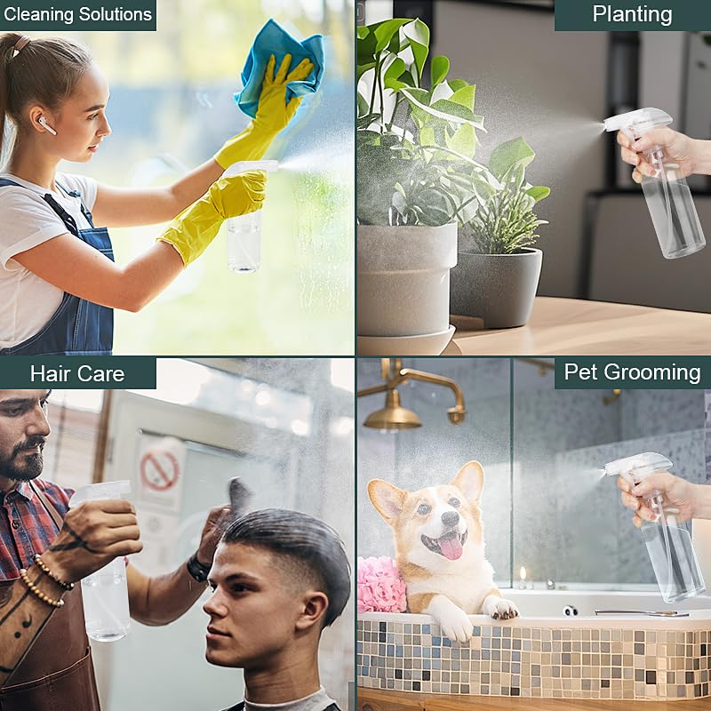 12oz/350ml Plastic Spray Bottles 1 Pack, Adjustable Mist/Stream | Refillable heavy duty spray containers for plants, cooking, hair care and household cleaning - color: 12oz-Clear+nozzle