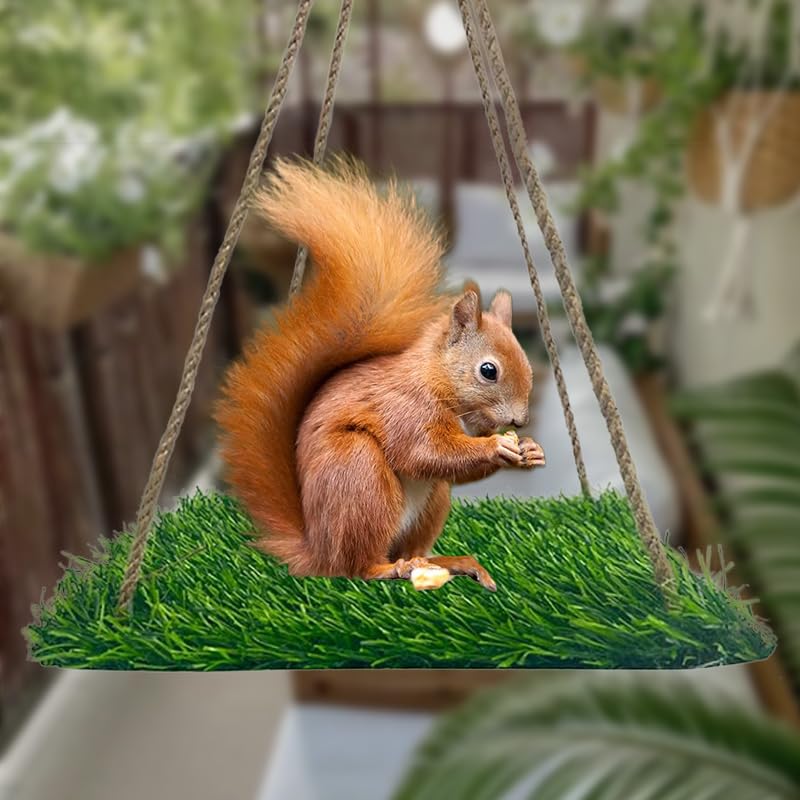 Reptile Hammock Swing Hanging Bed, PP Grass Pad,Portable Bird Swing Stand Reptile Natural Swing Hanging Bed for Bearded Dragon Leopard Gecko Lizard Birds Parrots(Square) - color: Square