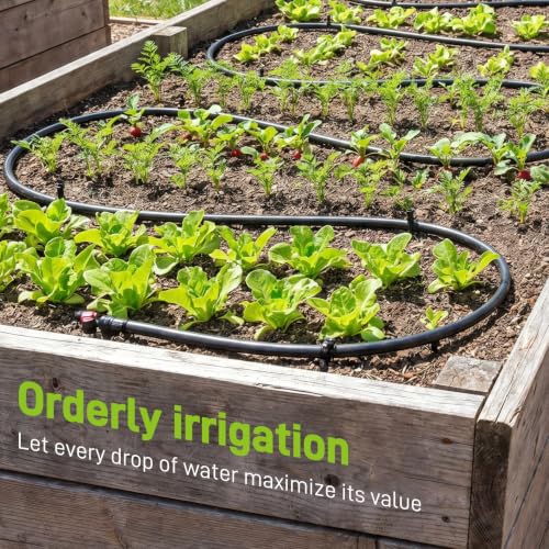 1/2 Inch Drip Irrigation Tubing, 50FT Main Line Hose Tube, Flexible PVC Irrigation Hose for Raised Beds, Greenhouse, Vegetable Gardens and Yard Watering System(Black) - size: 50 FT 1/2" Main Tubing