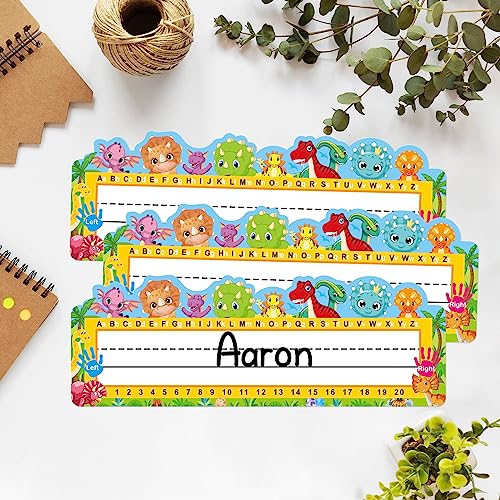 Pack of 50 Dinosaur Nameplates for Student Desks Classroom Name Tags 3.3 x 9.5 Inches - color: Dinosaur