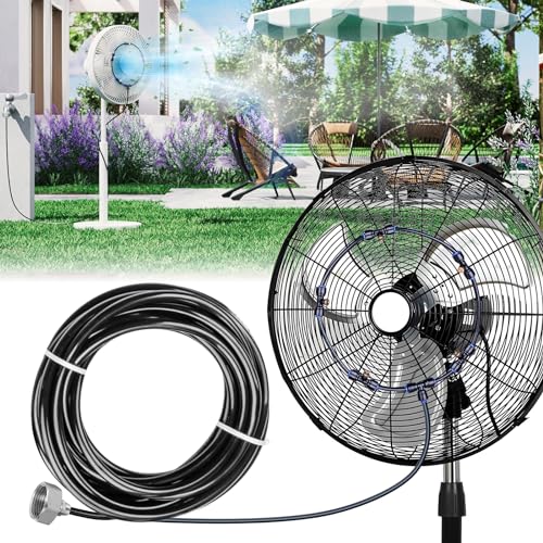 homenote Misting Fan Kit for Outside Cooling, 16.4FT Misting Line | 5 Brass Nozzles, 3/4" Brass Adapter, Outdoor Mister System for Patio, Backyard & Poolside Relaxation