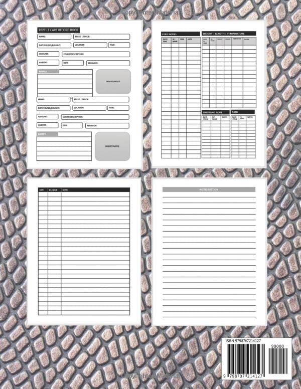 Reptile Care Record Book: With Bonus Lined Notes Section. Journal Specially Designed For Reptile Lovers To Track Daily & Weekly Activities. Funny Gift For Snake Lovers Women Men Kids Snake Catchers.