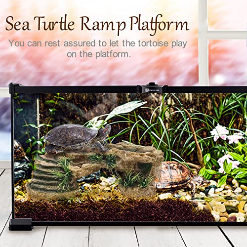 Hamiledyi Turtle Basking Platform Rock Reptile Resting Terrace Resin Bearded Dragons Climbing Ledge Tortoise Ramp Hideout for Tortoise Leopard Gecko Lizards Snake Chameleons