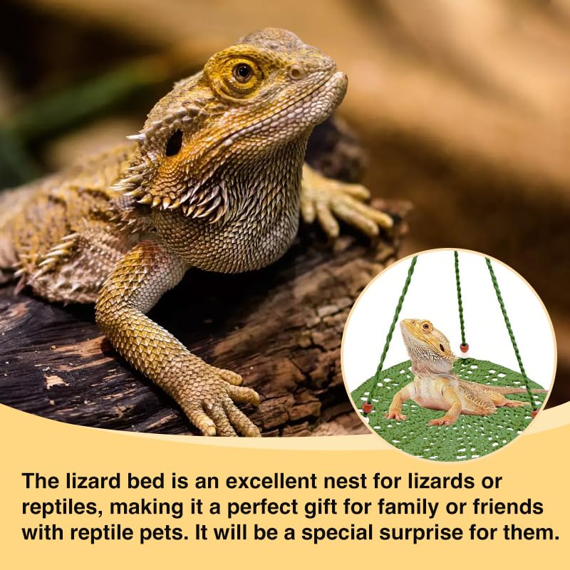 Reptile Hammock, Reptile Hammock Swing Hanging Bed for Bearded Dragon Lizard Snake Gecko Chameleon Parrot Hamster Small Pets (9.8"*17.7" Green) - color: Green