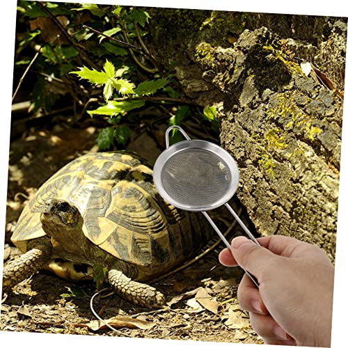 Yardwe 2PCS Stainless Steel Reptile Sand Shovel Fine Mesh Sieve Lizard Tortoise Litter Cleaner for Sand Substrate and Terrarium Use