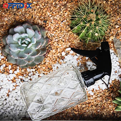 Glass Spray Bottle, Plant Mister,Pressure Watering Can, Water Spray Bottle with Adjustable Nozzle, 0.35L/11.8oz Handheld Spray Bottles for Outdoor Indoor Garden, Plants, Cleaning Solutions - color: Rhombus White