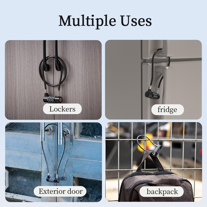 Combination Lock Cable Lock with 4 Digits Cabinet Lock with 3.5" Cable Length Twist 3.5" Length Durable Cable Ideal for lockers, Gym, Toolbox, Case Small Size (3.5") | twist to set durable fits cabinet case small size - size: 3.5" Black
