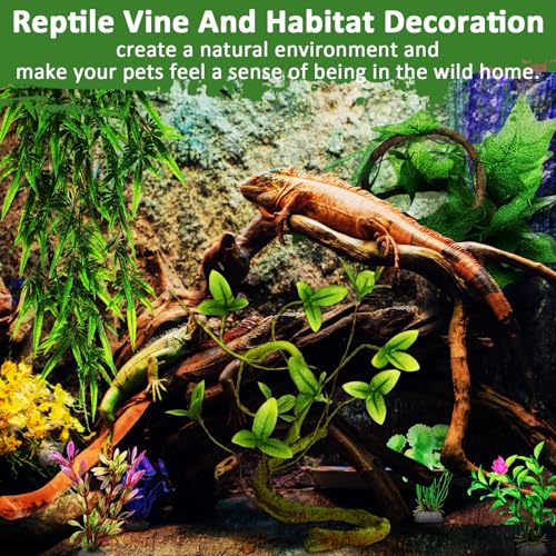 Foilswirl Bearded Dragon Tank Accessories Reptile Bridge Hammock Plants Jungle Climber Vines Terrarium Branch Plants Habitat Decoration for Hiding Climbing Snake Gecko Lizard Chameleon - style: Reptile Bridge