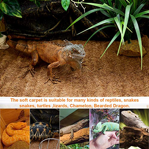 1 Pcs Reptile Carpet - 15.7" x 39.4" Natural Coconut Fiber Mat for Tortoise Bedding, Pet Terrarium Liner for Lizard, Turtle, Snake, Bearded Dragon, Gecko