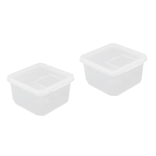 Angoily 2pcs Box Mini Reptile Container Insect Container Spider Box for Feeding Breathing - color: Transparentx2pcs, size: 12X12X7CMx2pcs