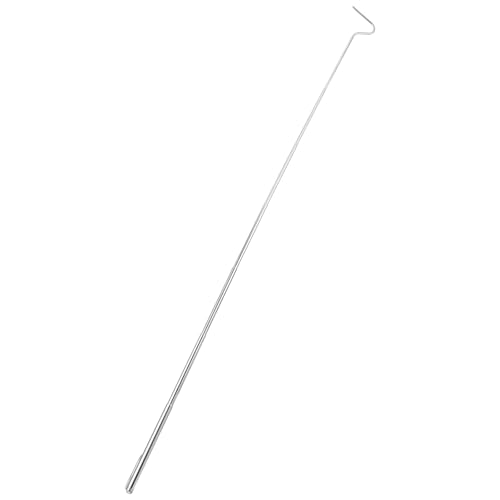 Kichvoe Adjustable Retractable Snake Hook Stainless Steel Reptile Catching Tool with White Handle for Safe Handling of Snakes and Reptiles