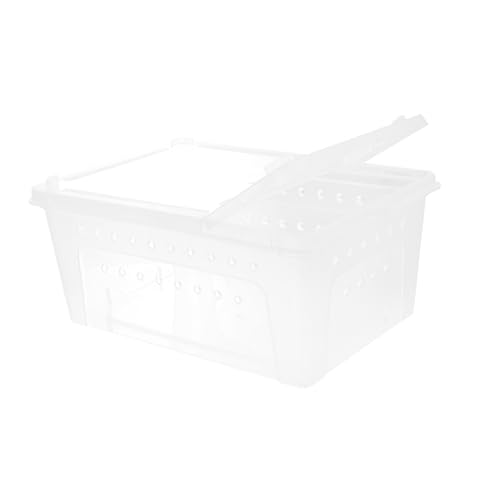 Abaodam 1Pc Transparent Reptile Feeding Box with Double Doors Escape Design for Spiders Geckos Turtles and Frogs Durable Material with Ventilation for Optimal