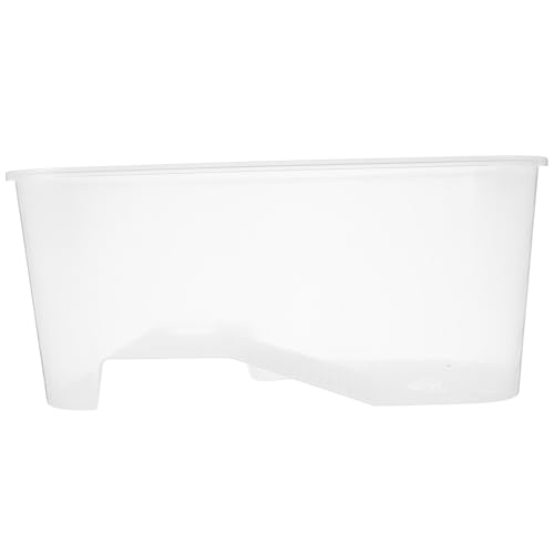 GALPADA Small Turtle Habitat Tank with Raised Basking Platform and Water-Change Side for Aquatic Turtles and Amphibious Reptiles Medium Size White Frame and Frog Terrariums