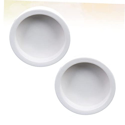 GALPADA 2Pcs Thicken Ceramics Reptile Food Dish Round Escape Feeding Bowl for Lizards Safe Space Saving Water Storage Basin Easy to Clean Reptile Supplies White