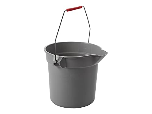 Rubbermaid Commercial Products Brute Heavy-Duty Round Bucket 10-Quart/2.5 Gallon Gray Corrosive-Resistant Pail with Handle for Professional/Janitorial Cleaning and Material Transport
