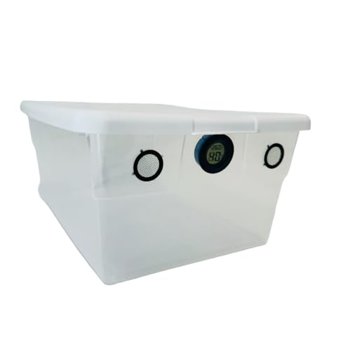 Vented Vivarium Enclosure 16 Quart Terrarium with Black Vents, Humidity & Temperature Control for Reptiles, Isopods, Small Bugs, Millipedes, and Other Invertebrates