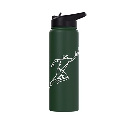 Cricket Keeper Drawing Stainless Steel Insulated Water Bottle - color: Dark Green