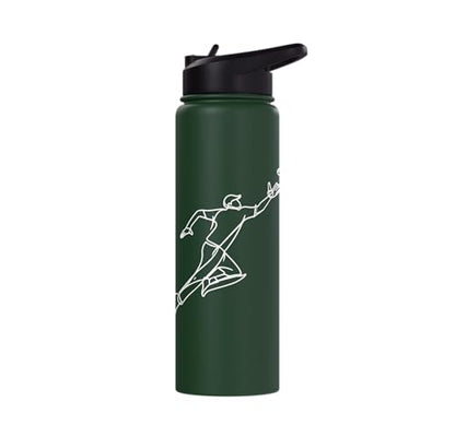 Cricket Keeper Drawing Stainless Steel Insulated Water Bottle - color: Dark Green