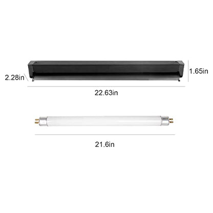 REPTI ZOO 24W Reptile T5 HO UVB Lighting Combo Kit, 22" Light Fixture Reptile Terrarium Hood, with Detachable Curved Reflector and 5.0 UVB T5 Lamp Bulb, ETL certificated - size: 24 Watts