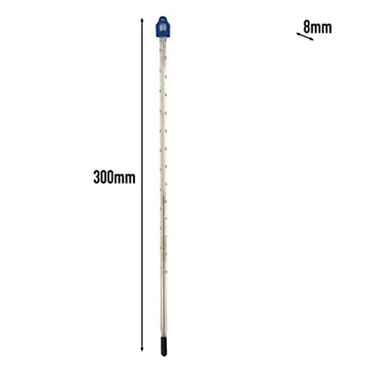 Glass Thermometer -10 to +110 C&F 300mm Liquid in Glass - Scientific Laboratory Grade for Water & Liquids - Partial Immersion