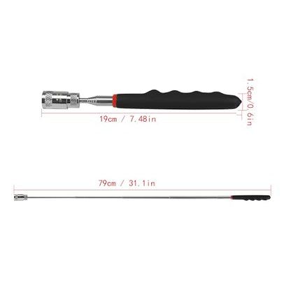 Telescopic Inspection Mirror, Round Mirror (Diameter 5cm / 1.96in), Telescopic Magnetic Pickup with LED Lights, Directional Magnetic Pickup with LED Light, 3-in-1 Tool Set - style: Model-2