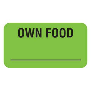 Tabbies V-AN620 Own Food Veterinary Labels, 560 Count, Fluorescent Green, 1-5/8 x 7/8 Inch, Self-Adhesive Vet Care Instruction Stickers for Animal Charts - size: 1-5/8" x 7/8", 560 Count (Pack of 1), style: OWN FOOD__