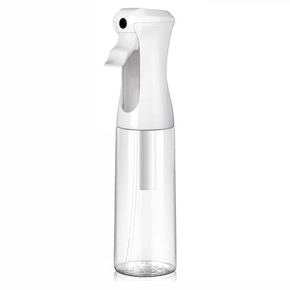 VIGOR PATH Continuous Mist Clear Spray Bottle 300ml Fine Mist for Hair | Ultra Fine Atomizer Leak Proof Ergonomic Construction 360 Refillable - size: 10 Ounces