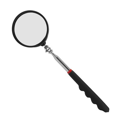Telescoping Inspection mirror with Lighted,extendable Round Mirror on a stick for Checking Vehicle, Observing and Small Parts Extended Mechanic Tool for Automotive and Shower Use mirror - style: Roud