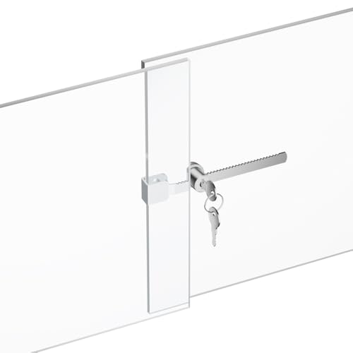 Sliding Glass Door Ratchet Lock with Chrome Finish – Keyed Alike, Fits 4-8mm Glass, Secure Showcase Display Case Lock for Cabinets, Retail Stores & Home Use - 8 Pack - size: 8 Pack