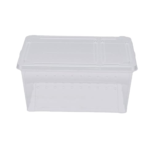 Tnfeeon Lizard Cage, Terrariums Reptile Feeding Box Portable Plastic Container for Bearded Dragons Lizards Spiders Frogs Scorpions Geckos Lizard Cage, 2PCS 8.46x12.4x5.91in PP (L)