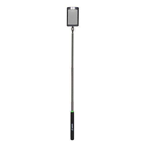 GRIP Telescopic LED Inspection Mirror - Extends 11" to 34" - Stainless Steel - Twin LED Lights - 2.5" x 1.5" Dual Ball Joint Mirror - Machinery, Automotive - Home, Garage, Workshop