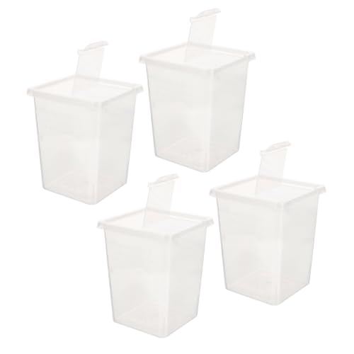 PRETYZOOM Reptile Feeding Box and Multihole Ventilation Design 4pcs with Crystal Observation Plastic Spider Container for Crawler Feeding for Frogs and Geckos and Terrestrial Habitat