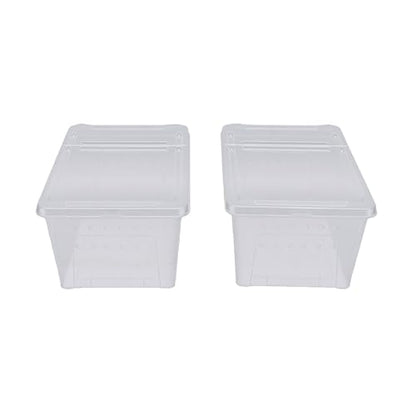 Luocute 2PCS Reptile Feeding Box, Transparent Portable Plastic Reptiles Breeding Enclosure Transport Container for Bearded Dragon Lizard Spider (L)